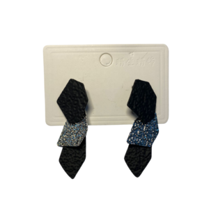 cercei geometrici negri argintii