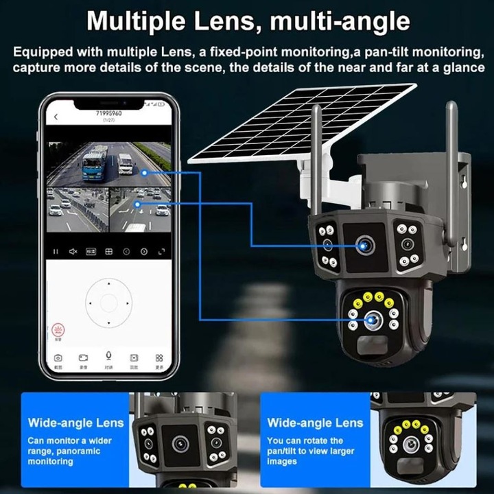 Pachet Promo: Camere Supraveghere Solara 4G/WiFi, Dual Lens 6MP, PTZ 360, 15-8 - imagine 4